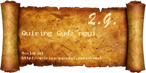 Quiring Gyöngyi névjegykártya